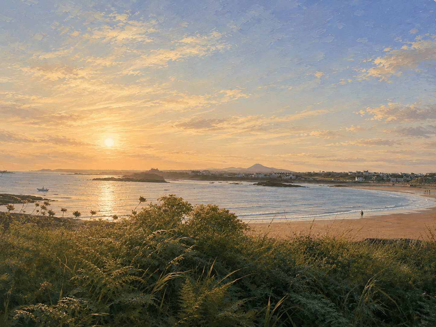 RHOSNEIGR / EVENING BAY, a digital work by Elin Morrow, built from photographs and sketches made at Rhosneigr