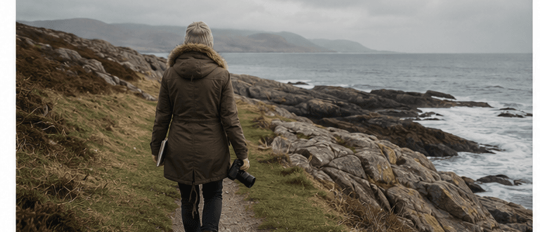 Walking the coast path, camera in hand.