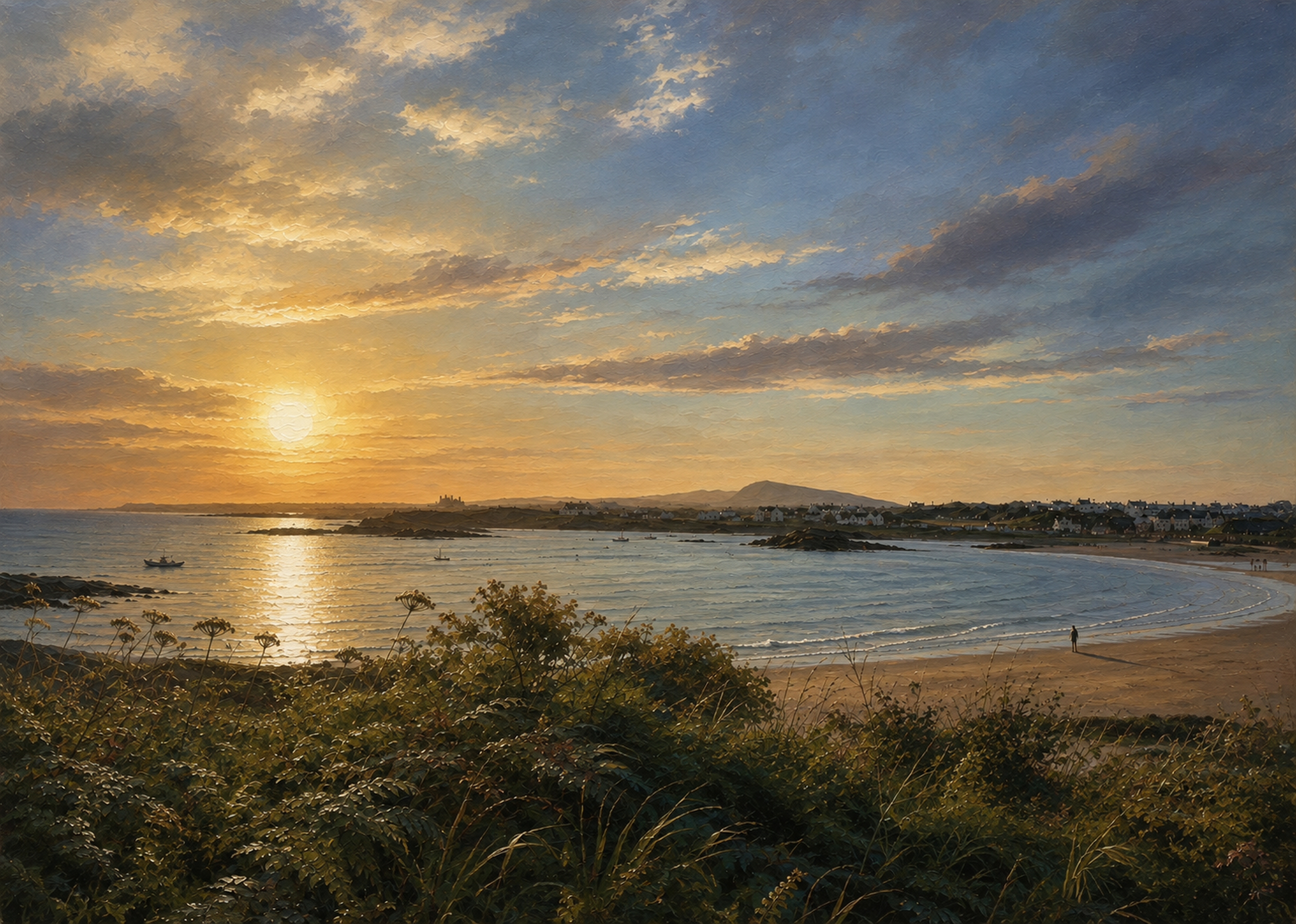 Golden Path, a digital work by Elin Morrow, built from photographs and sketches made at Trearddur Bay