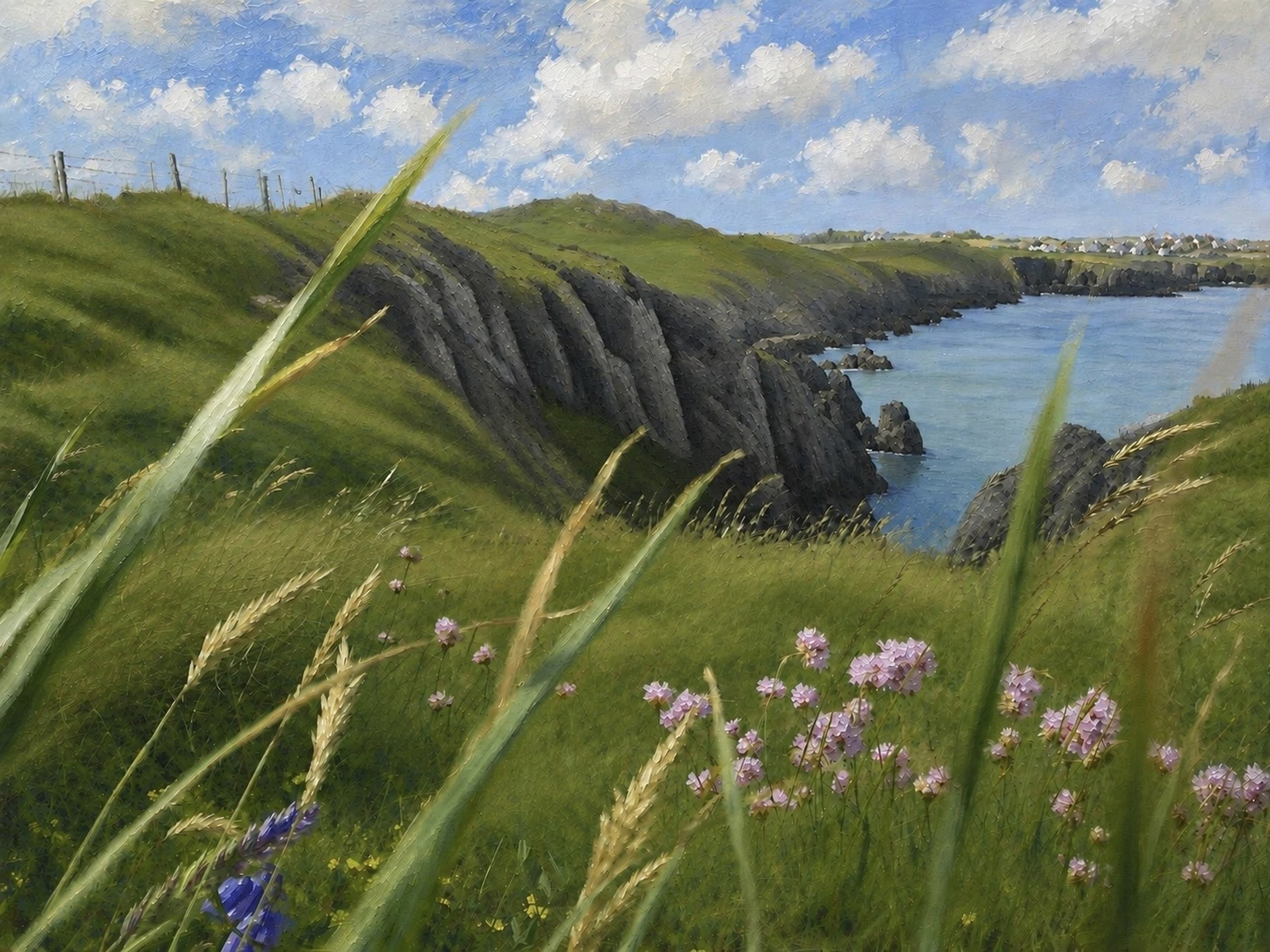 The Creek, a digital work by Elin Morrow, built from photographs and sketches made at Porth Dynion, Amlwch