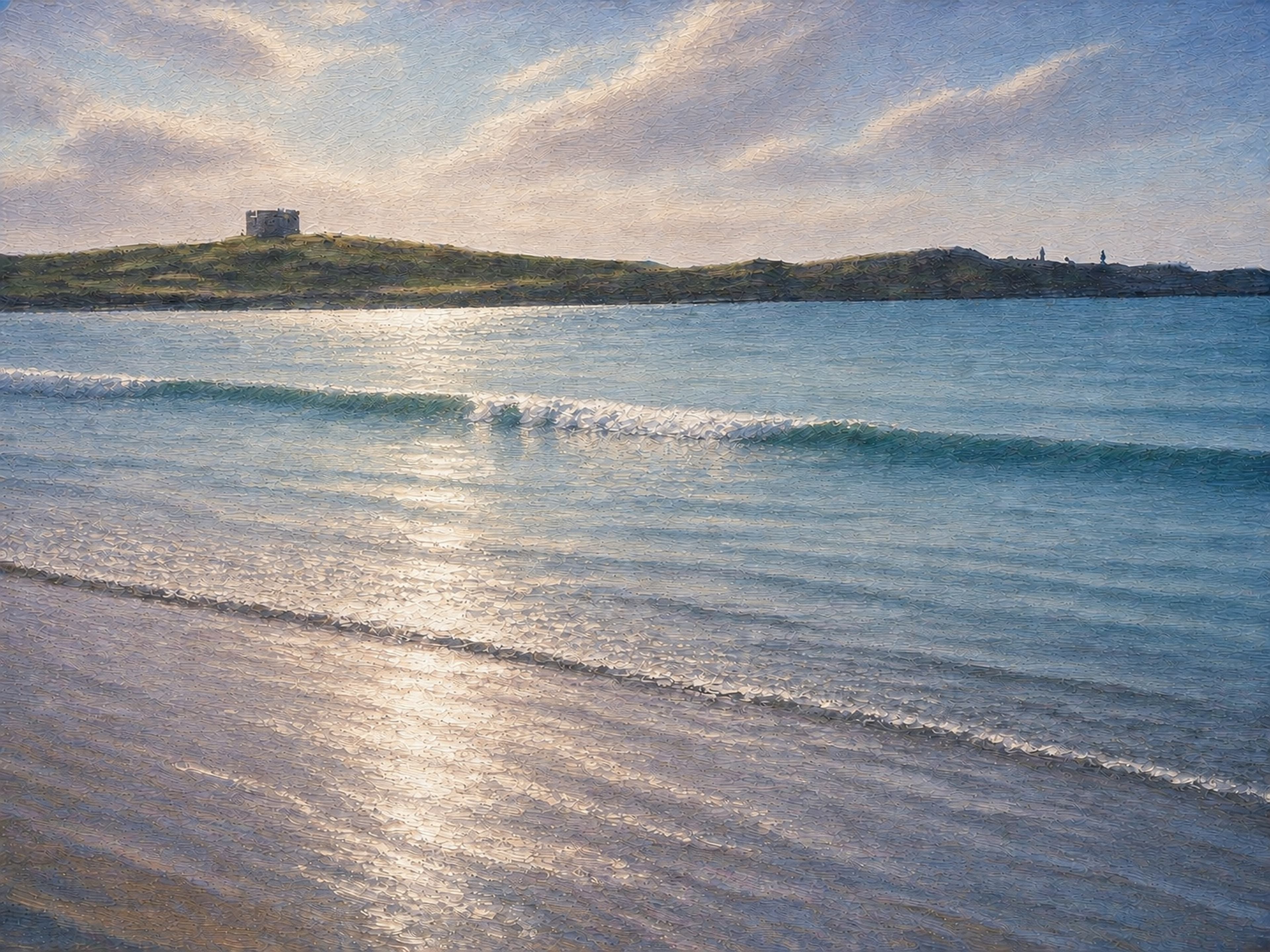 Sea of Silver, a digital work by Elin Morrow, built from photographs and sketches made at Rhoscolyn