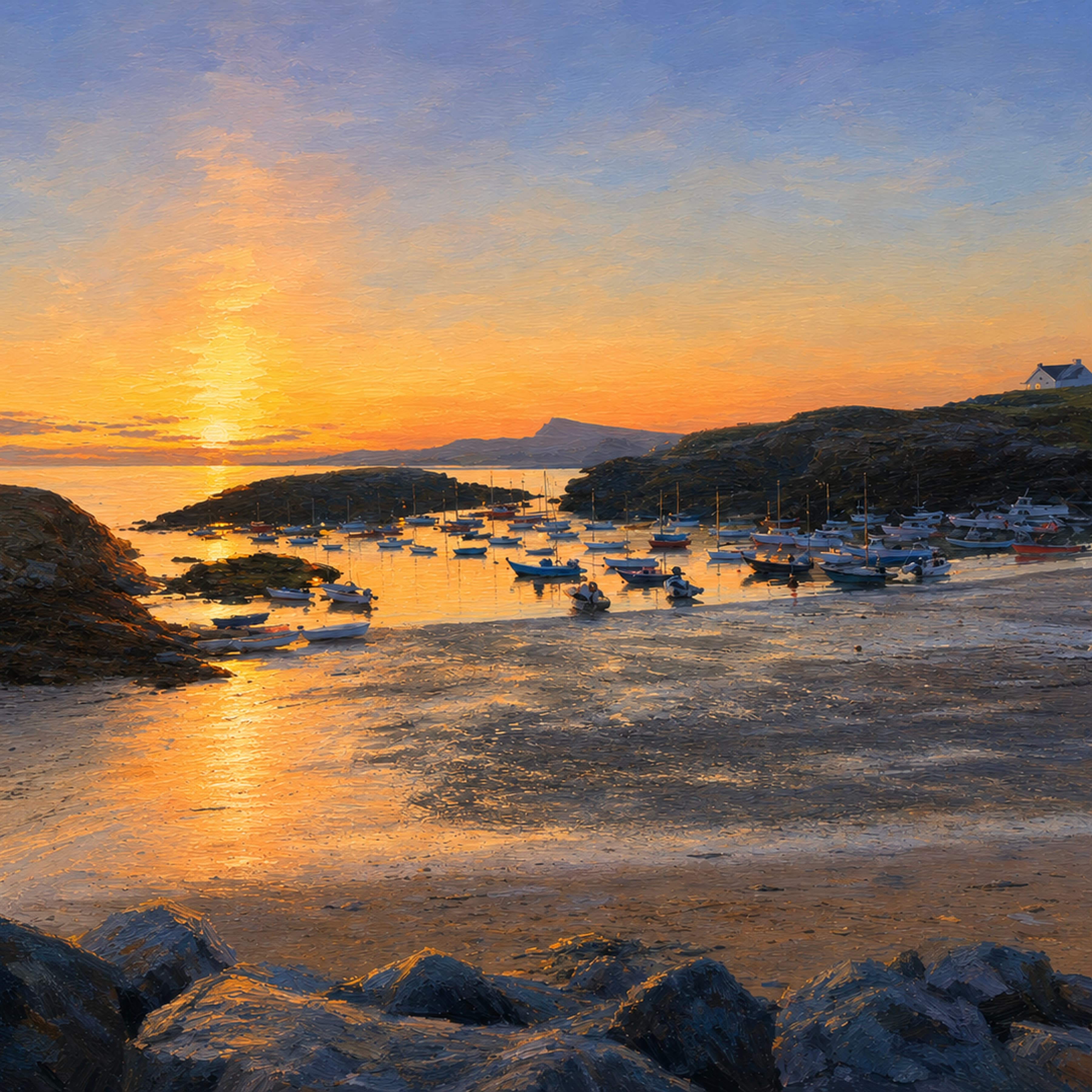 A Harbour of Gold, a digital work by Elin Morrow, built from photographs and sketches made at Trearddur Bay