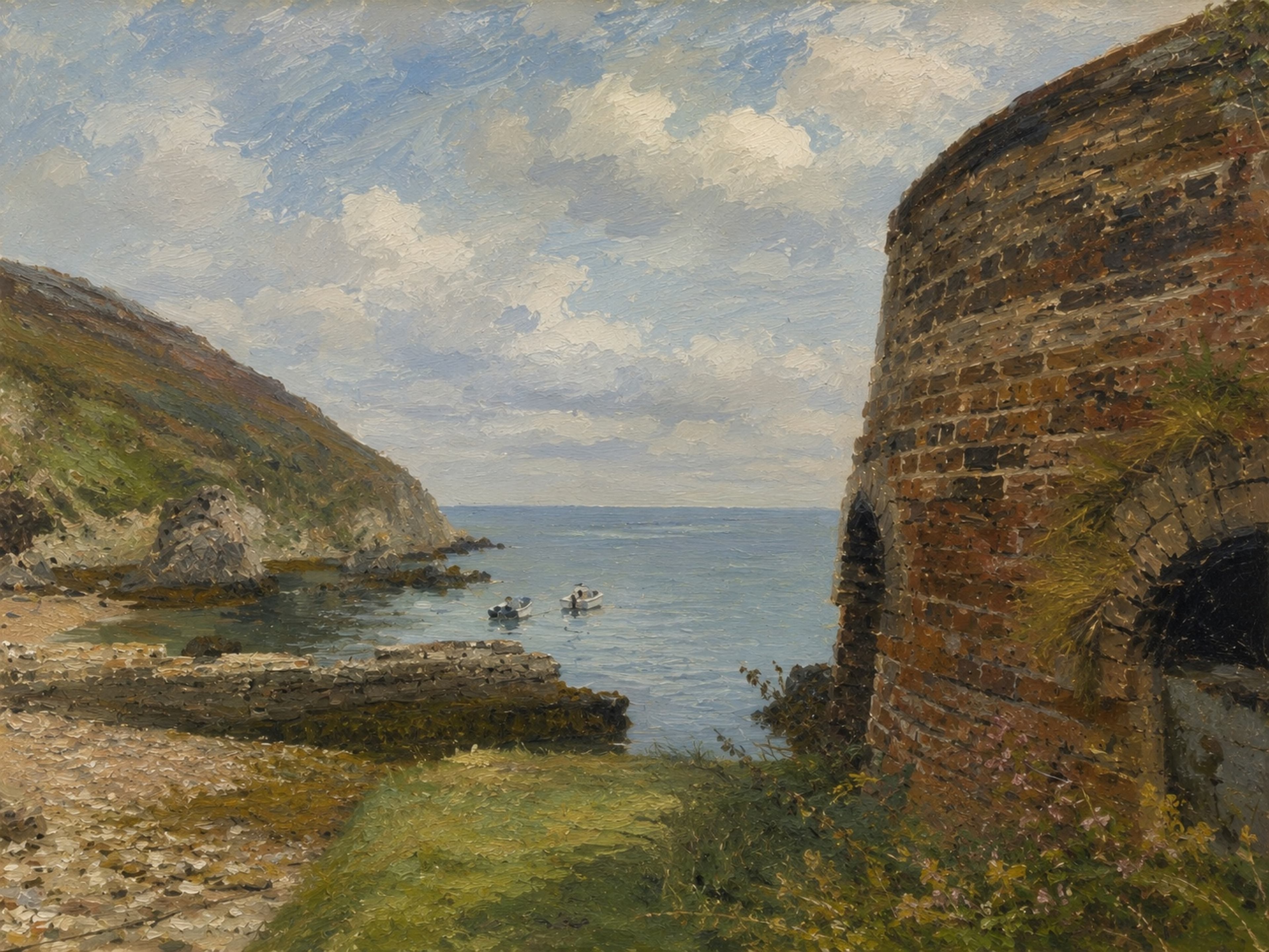 The Old Kiln, a digital work by Elin Morrow, built from photographs and sketches made at Cemaes
