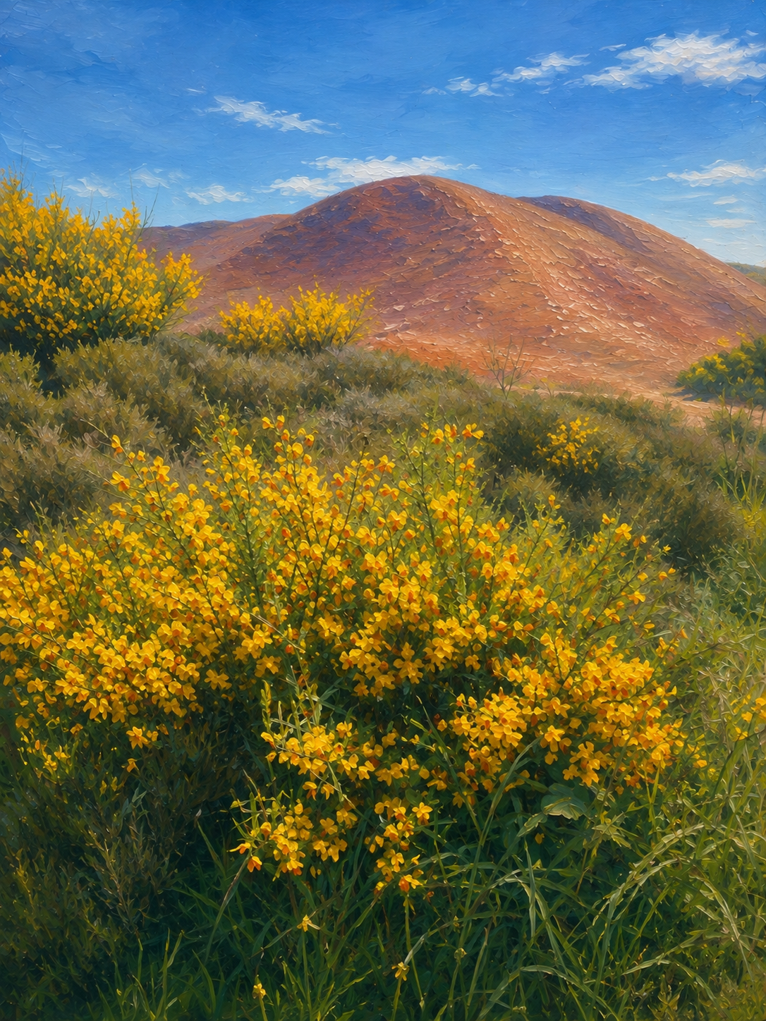 Golden Mountain, a digital work by Elin Morrow, built from photographs and sketches made at Parys Mountain