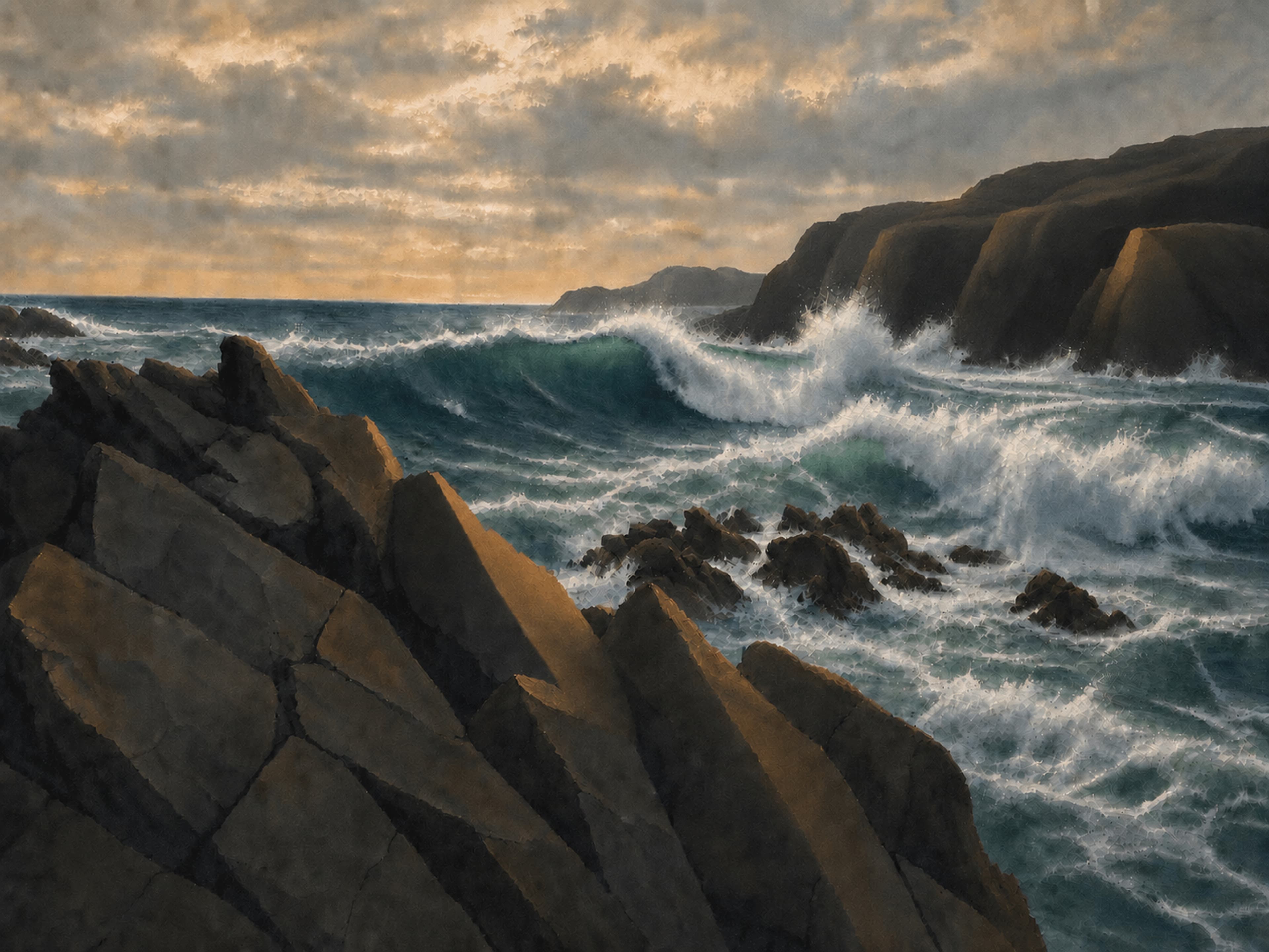 Wild Water, a digital work by Elin Morrow, built from photographs and sketches made at Porth Dafarch