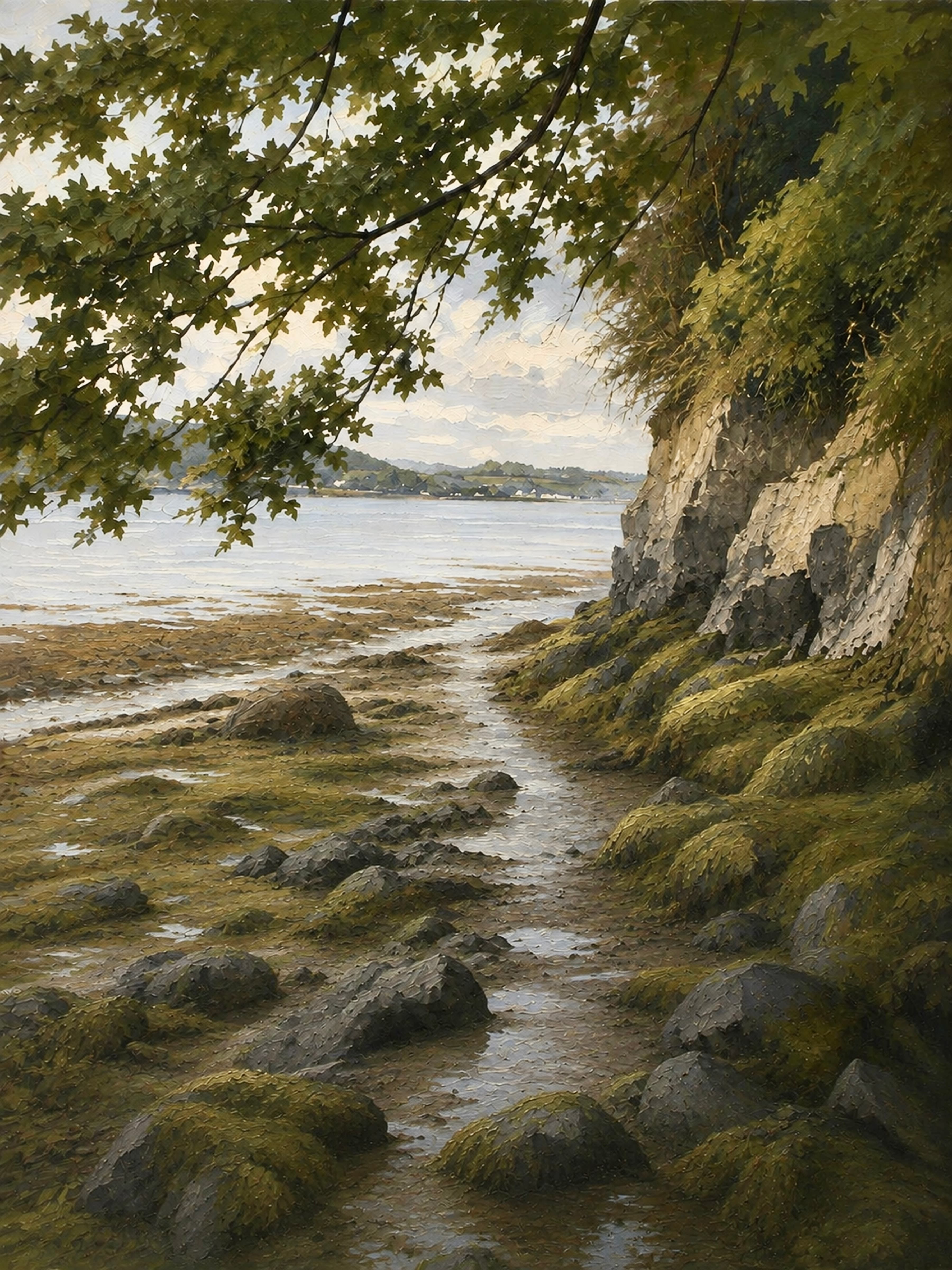 Before the Tide Returns, a digital work by Elin Morrow, built from photographs and sketches made at Red Wharf Bay