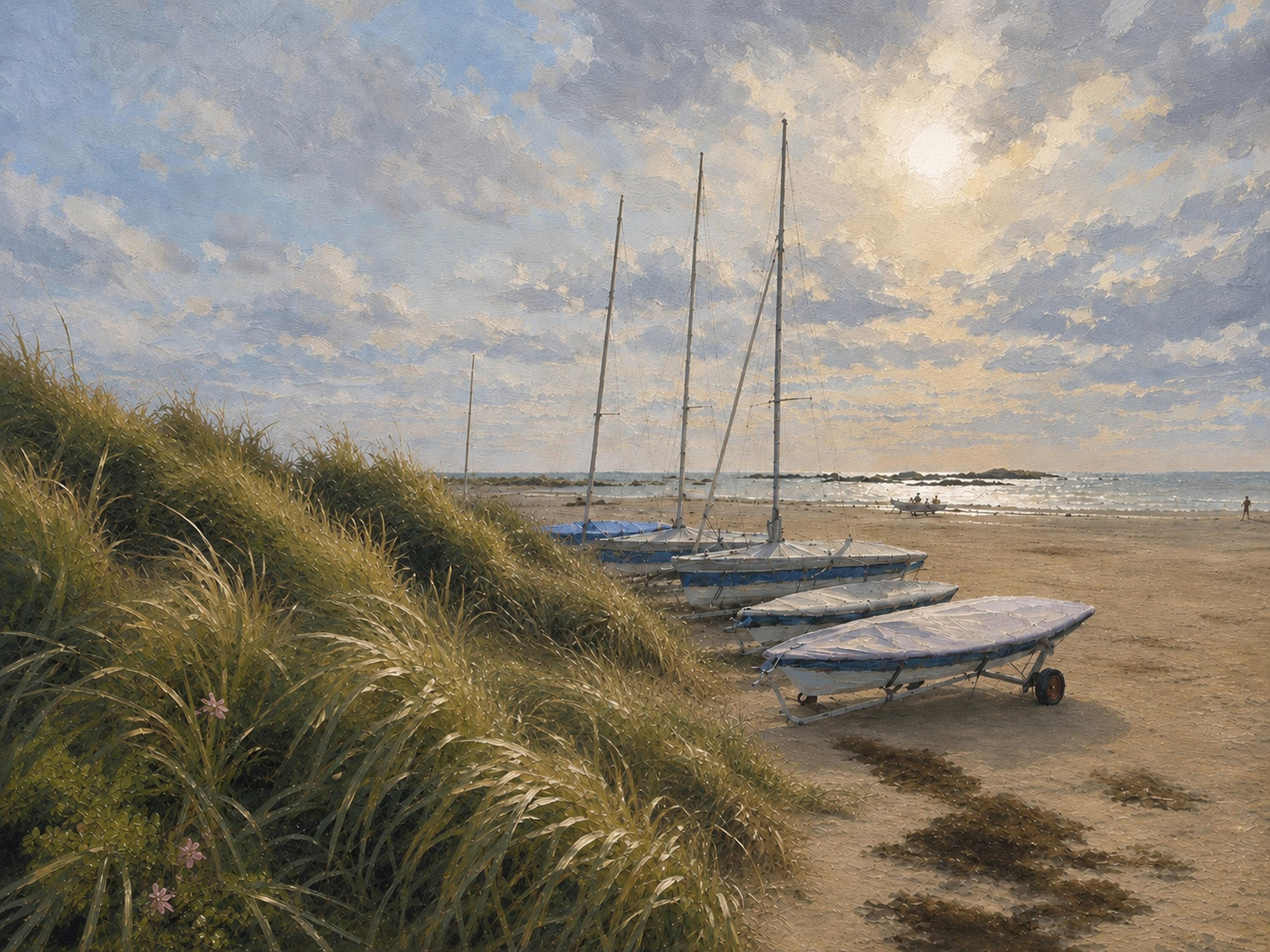 Evening Calm, a digital work by Elin Morrow, built from photographs and sketches made at Rhosneiger