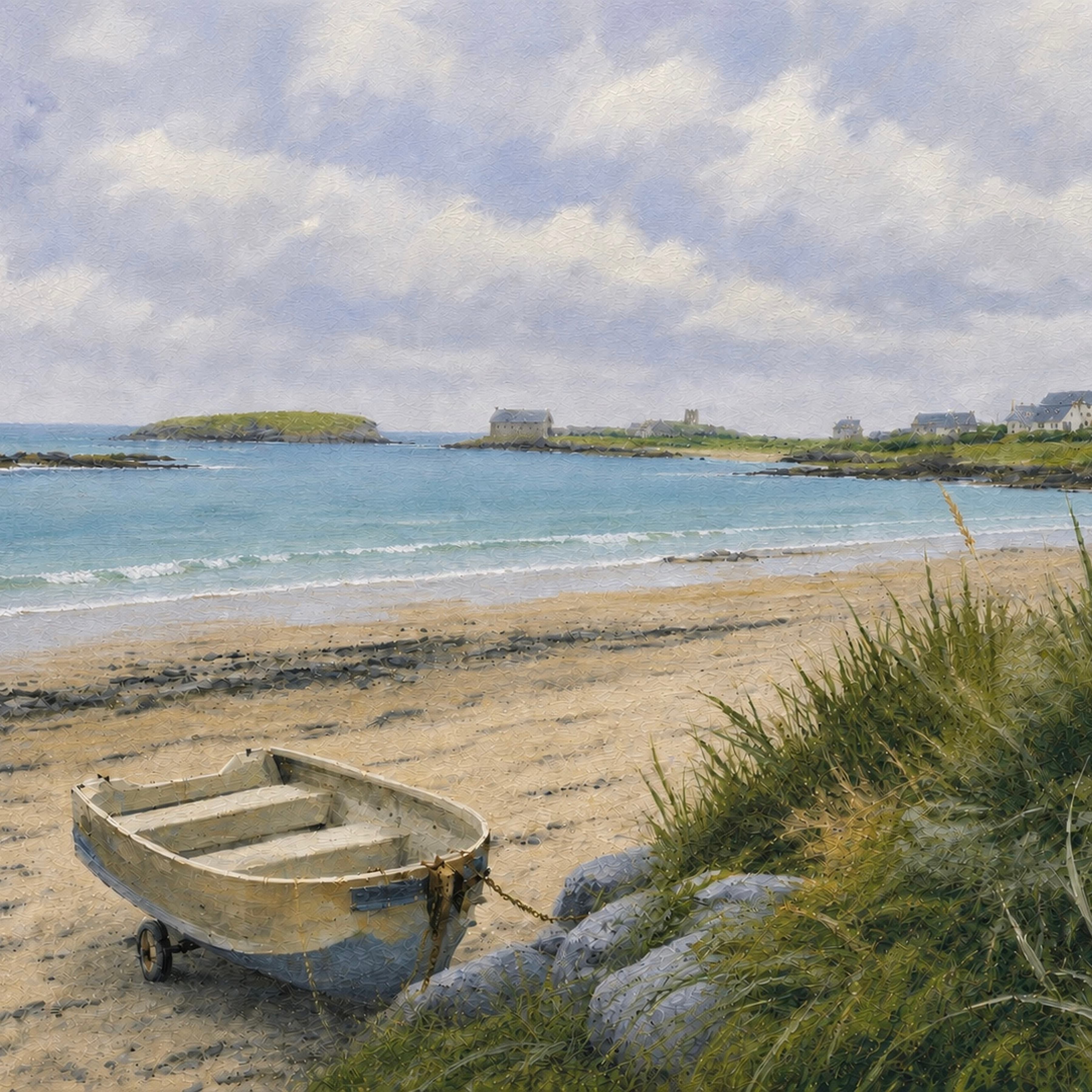 The Little Boat, a digital work by Elin Morrow, built from photographs and sketches made at Rhoscolyn